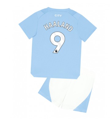 Manchester City Erling Haaland #9 Hjemmedraktsett Barn 2023-24 Kortermet (+ Korte bukser)
